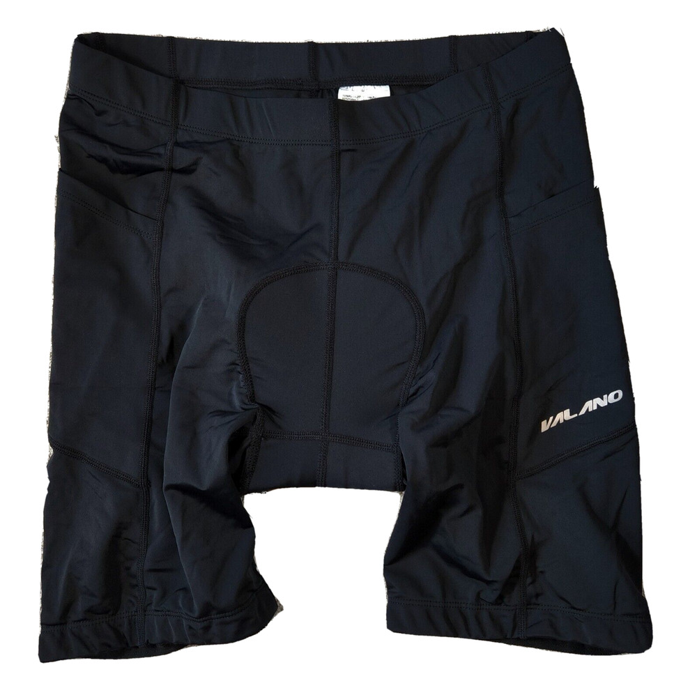 NWT Valano black nylon blend padded bicycle cycling shorts mens Sized XL